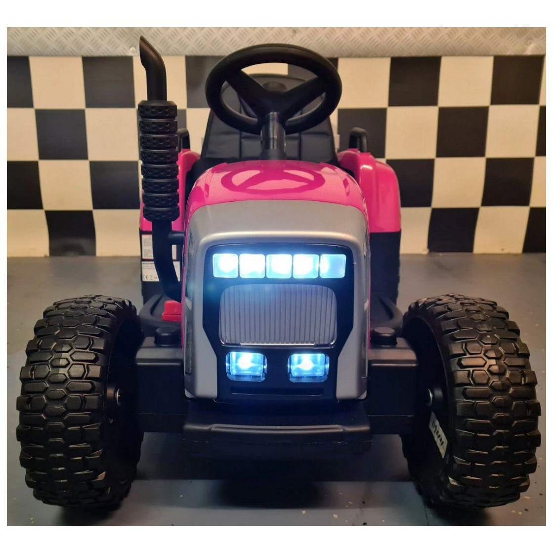 12V otroški traktor s prikolico pink