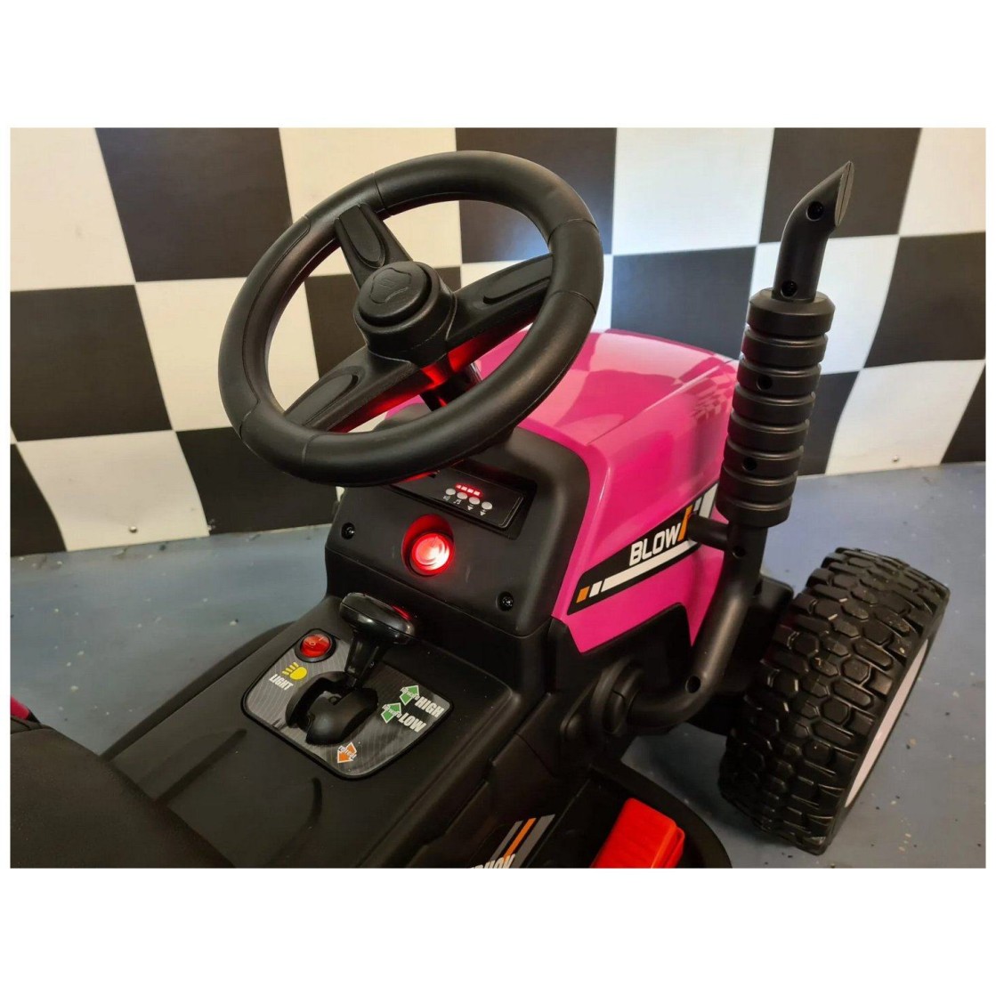 12V otroški traktor s prikolico pink