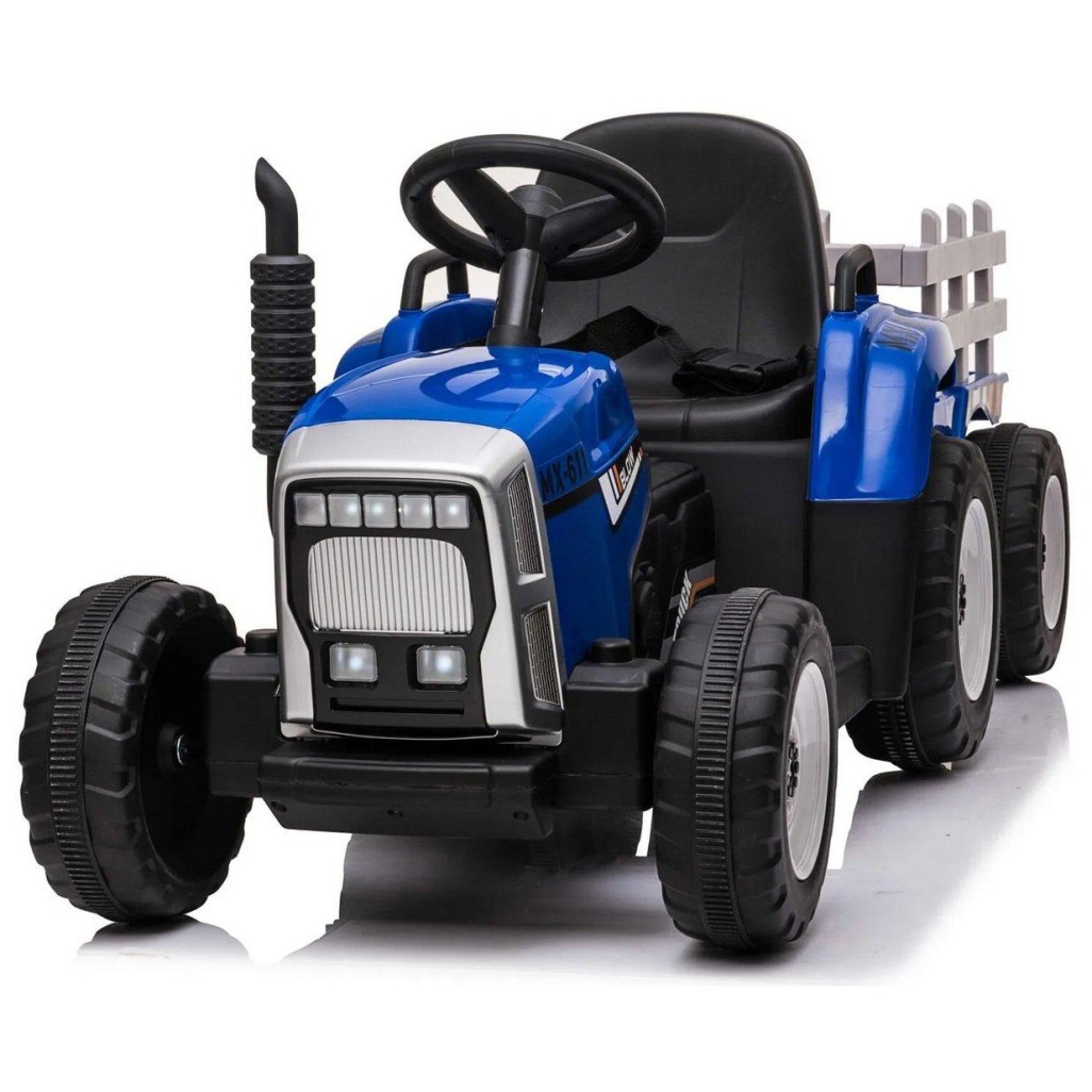 12v otroški traktor s prikolico moder