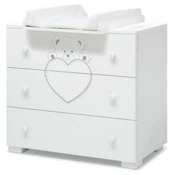 Lesena komoda s previjalno podlago LULU White