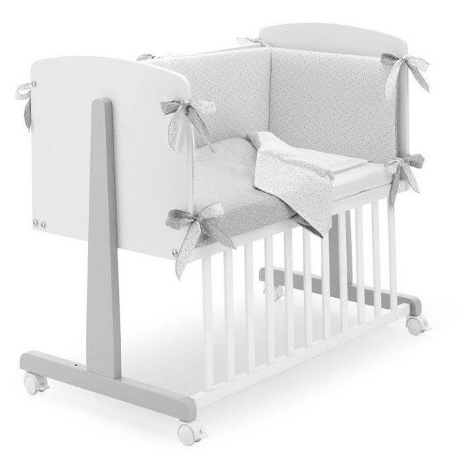 Obposteljna posteljica NINNA White Grey s posteljnino