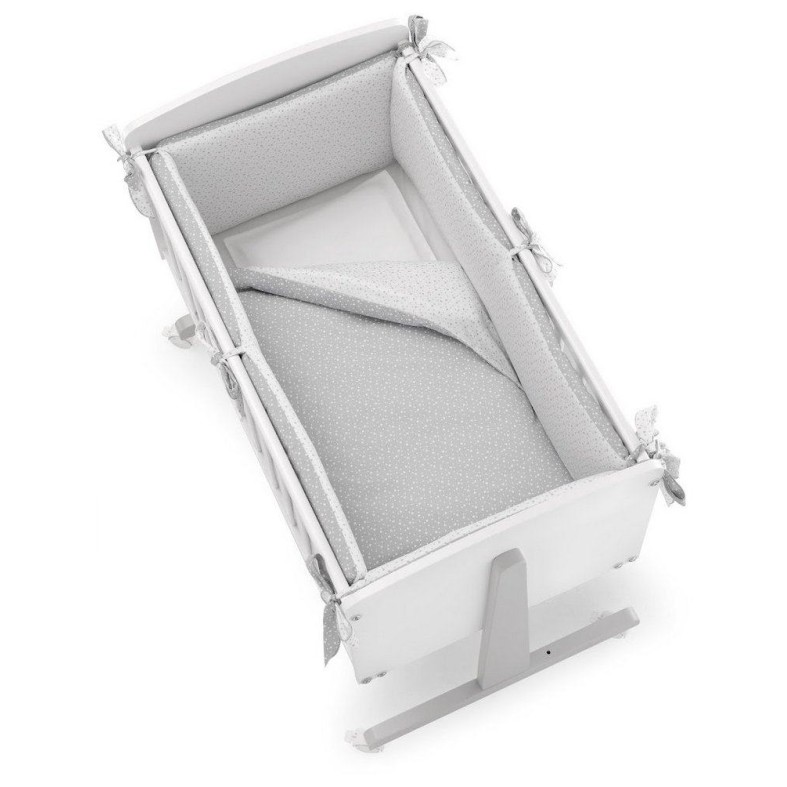 Obposteljna posteljica NINNA White Grey s posteljnino