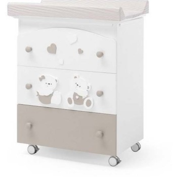 Previjalna miza z banjico MIRTILLO White Tortora