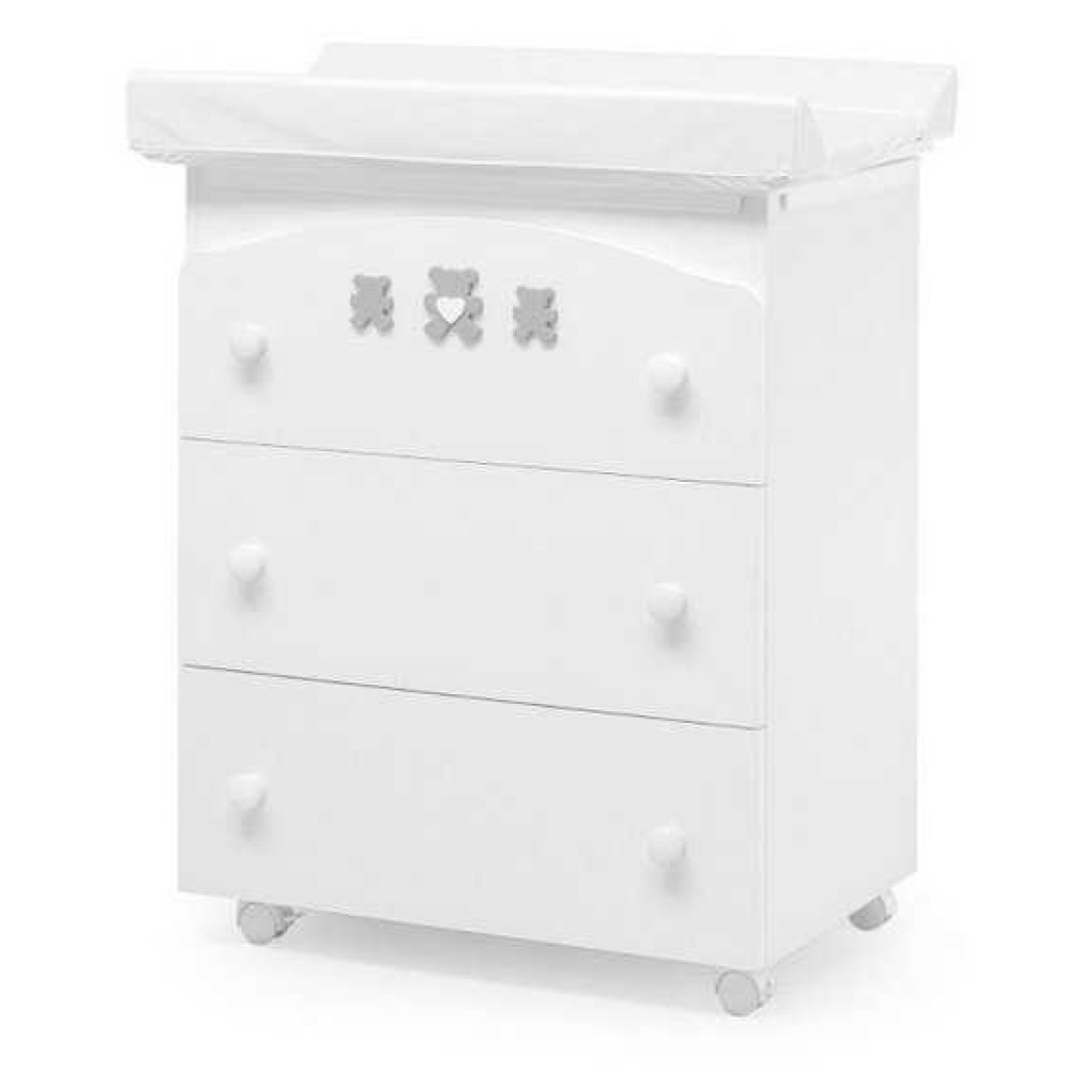 previjalna komoda z banjico Erbesi Molly White Grey