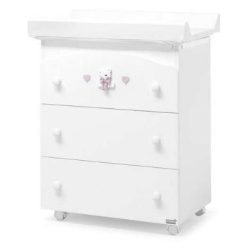 Previjalna komoda z banjico TATINO White Pink