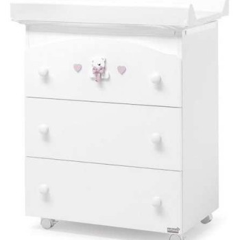 Previjalna komoda z banjico TATINO White Pink