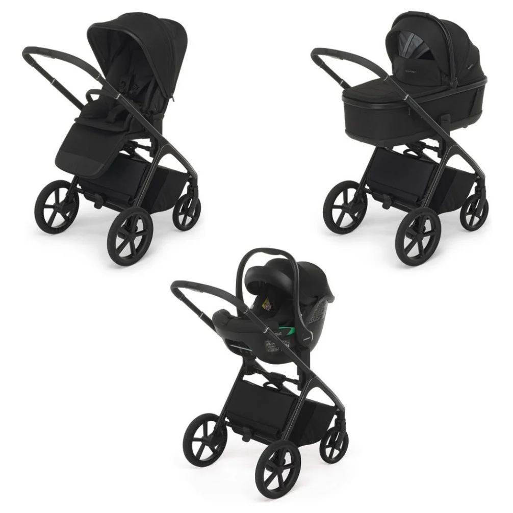 Črn otroški voziček 3v1 Foppapedretti Commander Onyx Black