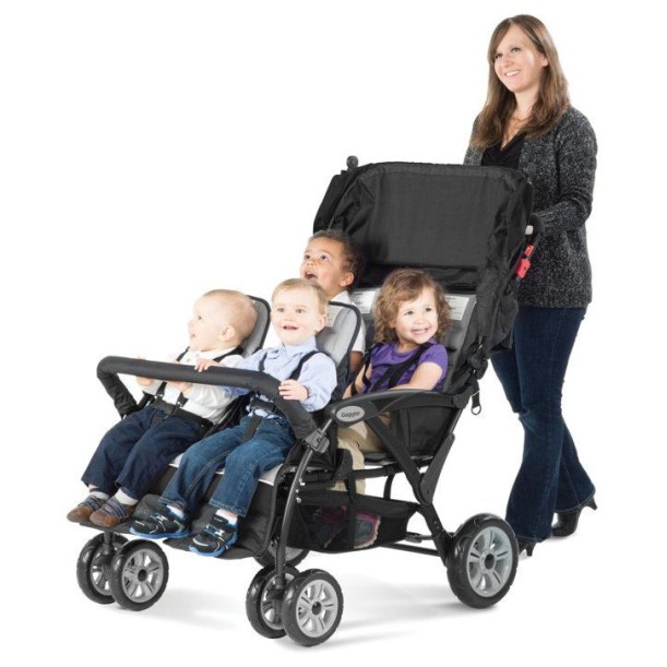 SPORT SPLASH QUAD Black z dežno prevleko - voziček za več otrok