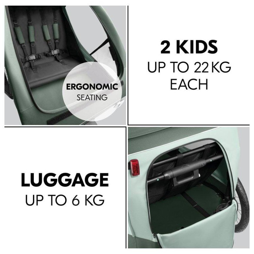 Prikolica za bicikl DRYK DUO PLUS Dark Green