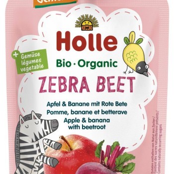 Holle sadni pire ZEBRA, jabolko & banana z rdečo peso po 6. mesecu, 100g, BIO-DEMETER