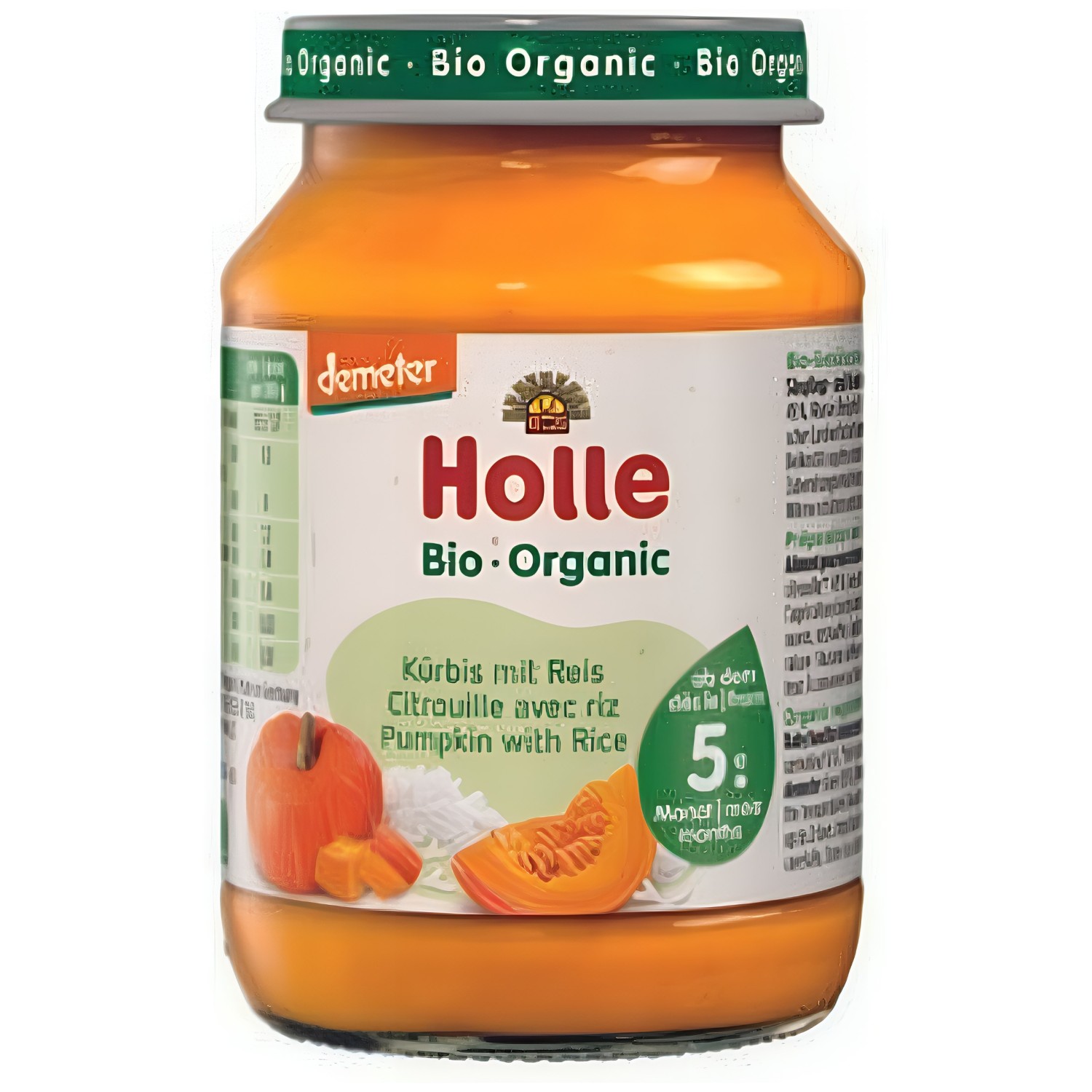 Holle buča z rižem s 5. mesecem, 190g, BIO DEMETER