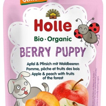 Holle sadni pire KUŽA, jabolko & breskev z gozdnimi sadeži po 8. mesecu, 100g, BIO-DEMETER