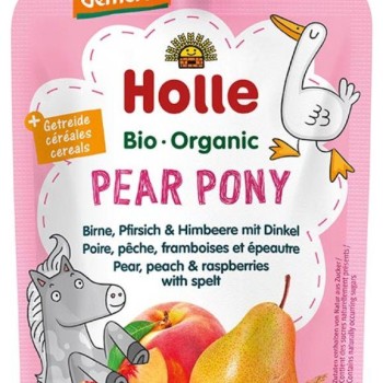 Holle sadni pire PONY hruška, breskev & malina z piro po 8. mesecu, 100g, BIO-DEMETER