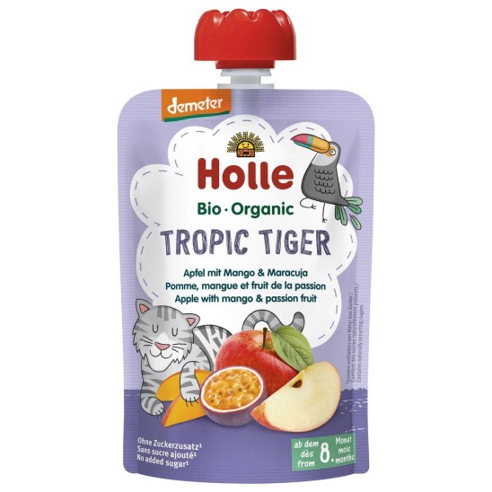Holle sadni pire TIGER, jabolko, mango & marakuja po 8. mesecu, 100g, BIO-DEMETER
