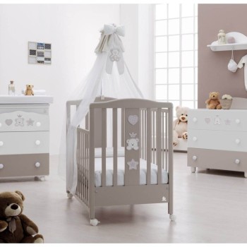 Lesena postelja z vzmetnico BABY RE Choco