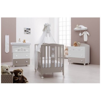 Lesena postelja z vzmetnico BABY RE Choco