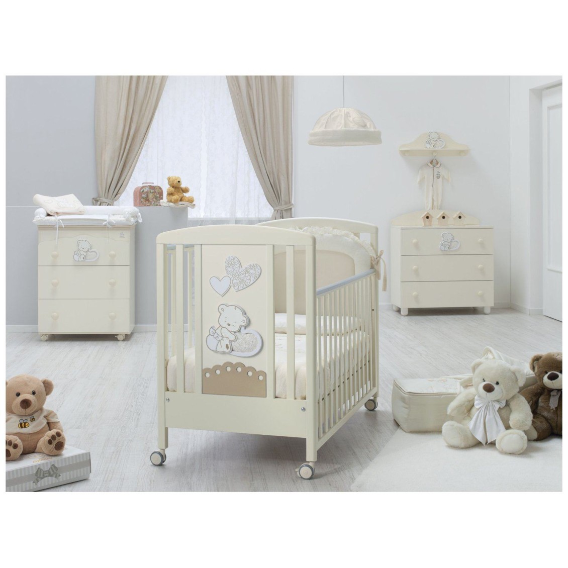 Drveni krevetič i madrac LOVE Avorio