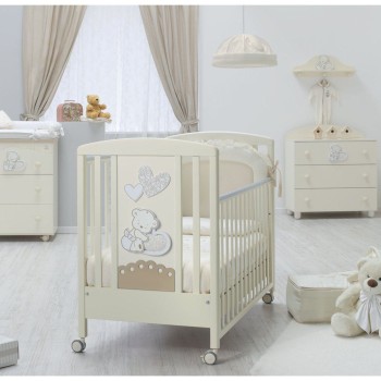 Otroška posteljica z vzmetnico LOVE Avorio