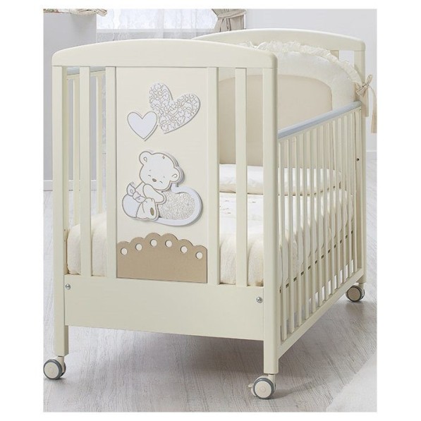 Drveni krevetič i madrac LOVE Avorio