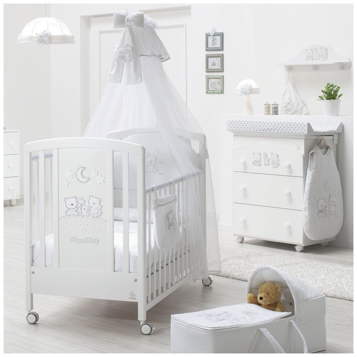 Previjalna komoda z banjico HAPPY FAMILY White