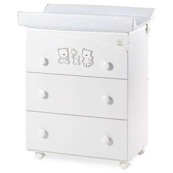 Previjalna komoda z banjico HAPPY FAMILY White