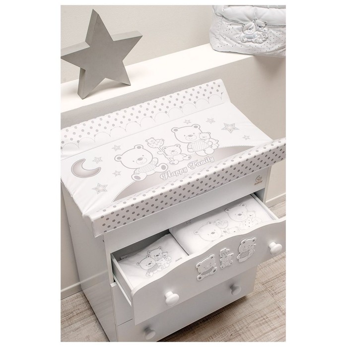 Previjalna komoda z banjico HAPPY FAMILY White