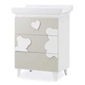 Previjalna miza z banjico MATISSE White Choco