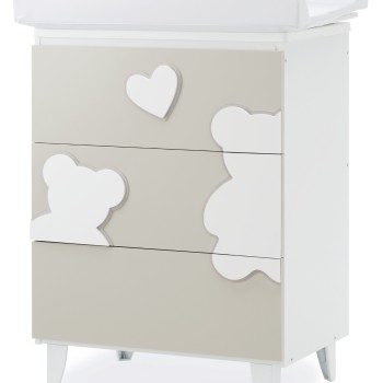 Previjalna miza z banjico MATISSE White Choco