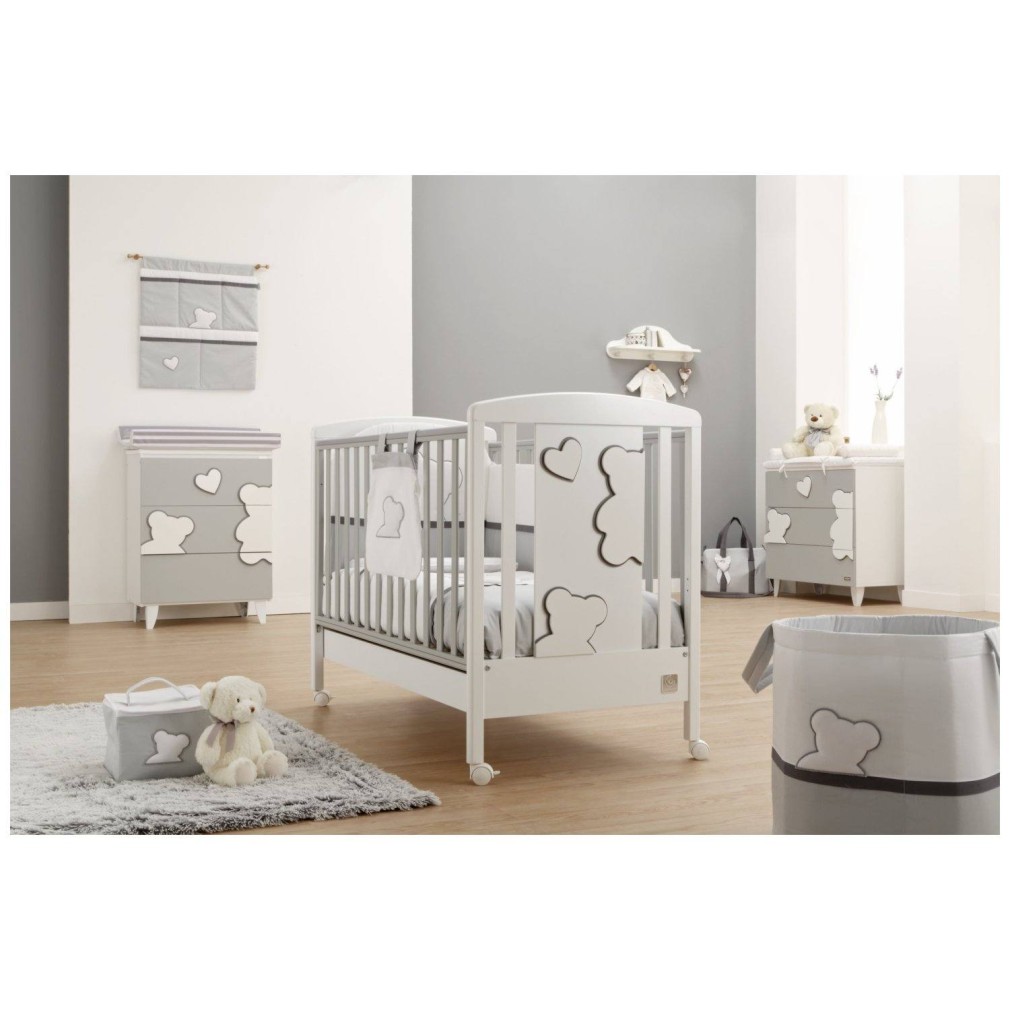 MATISSE White Grey lesena otroška postelja z vzmetnico MATISSE White Grey lesena otroška postelja z vzmetnico