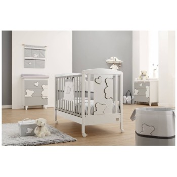 MATISSE White Grey lesena otroška postelja z vzmetnico