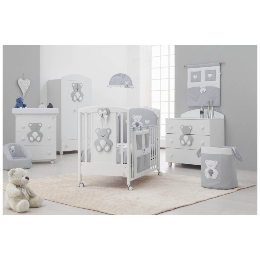 Lesena posteljica z vzmetnico PELUCHE Grey