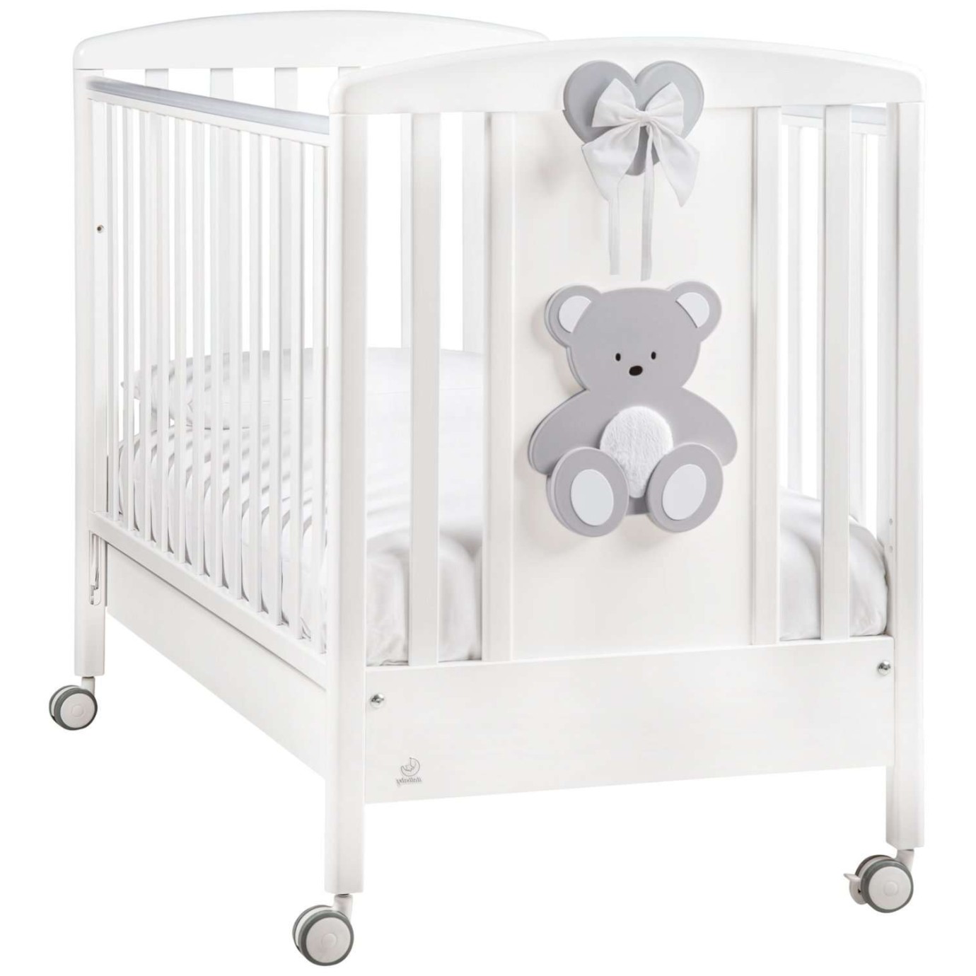 Lesena posteljica z vzmetnico PELUCHE Grey