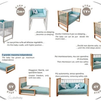 Postelja ki raste z otrokom INFINITO Natural Salvia