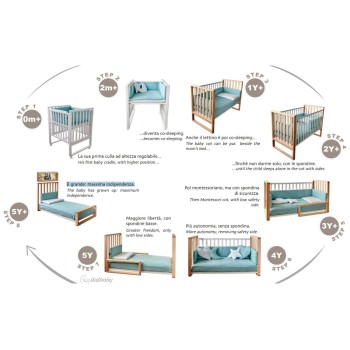 Postelja ki raste z otrokom INFINITO Natural Salvia