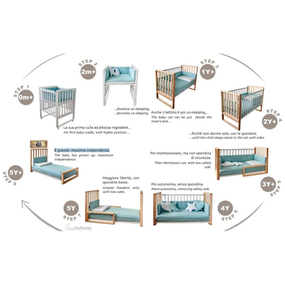 Postelja ki raste z otrokom INFINITO Natural Salvia Postelja ki raste z otrokom INFINITO Natural Salvia