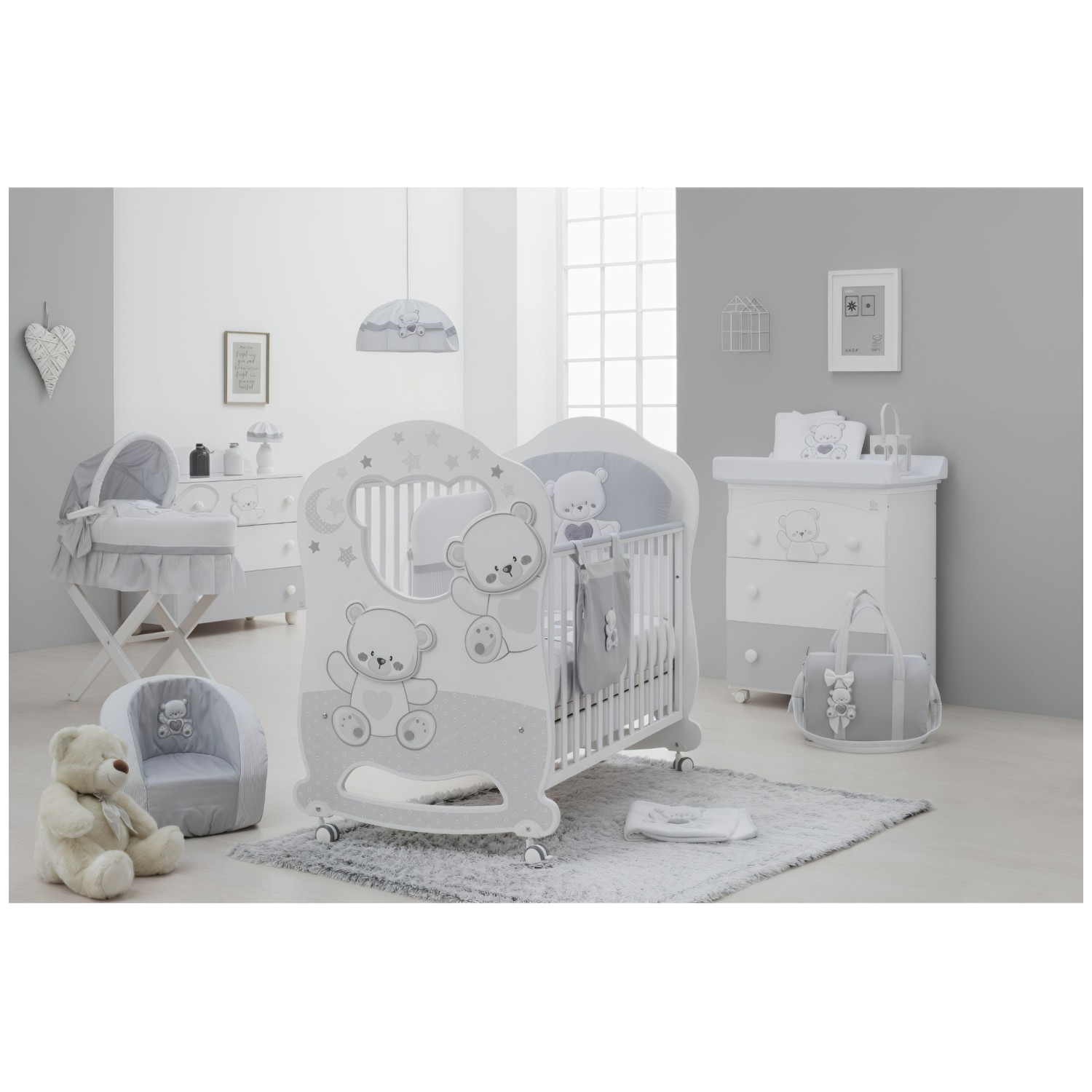 JOLIE White Grey Oblo lesena otroška postelja