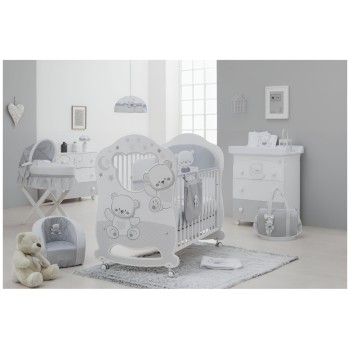 JOLIE White Grey Oblo lesena otroška postelja