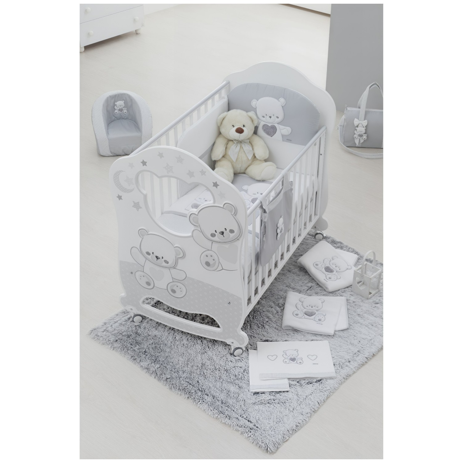 JOLIE White Grey Oblo lesena otroška postelja