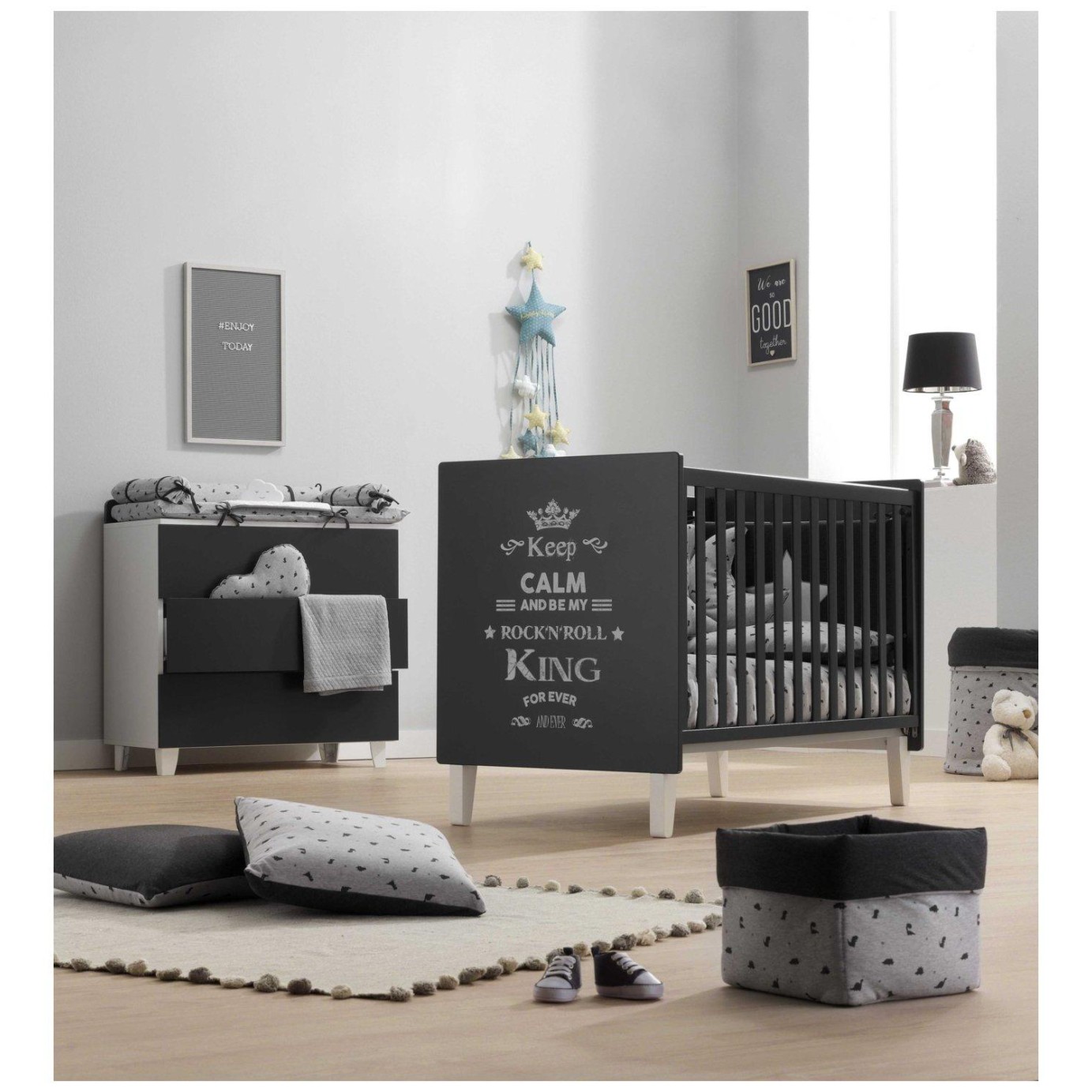 Otroška postelja ROCKSTAR Antracite King z vzmetnico
