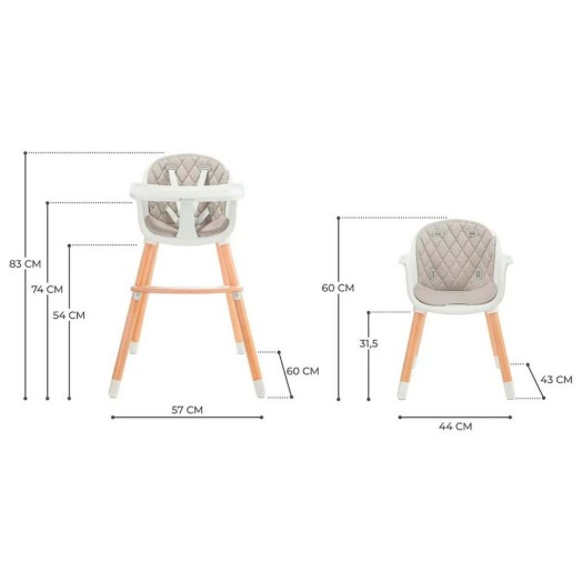 Stolček za hranjenje 2v1 SIENNA Grey