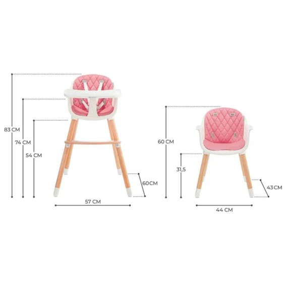 Visoka stolica 2u1 SIENNA Pink