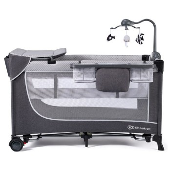 Prenosna posteljica LEODY Grey z dodatki