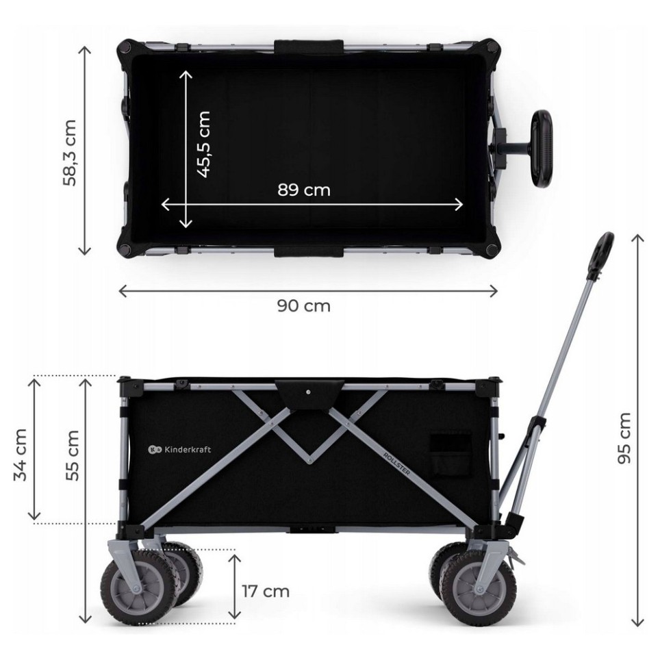Kinderkraft ROLLSTER Black transportna kolica