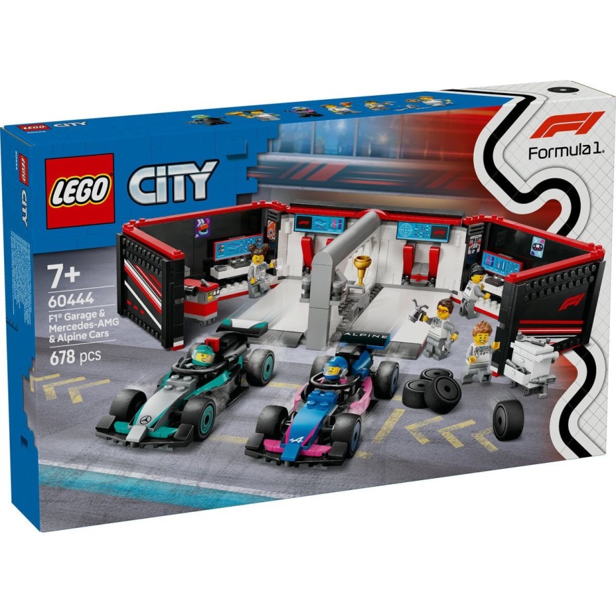Lego® City 60444 Avtomehanična delavnica F1® ter dirkalnika Mercedes-AMG in Alpine