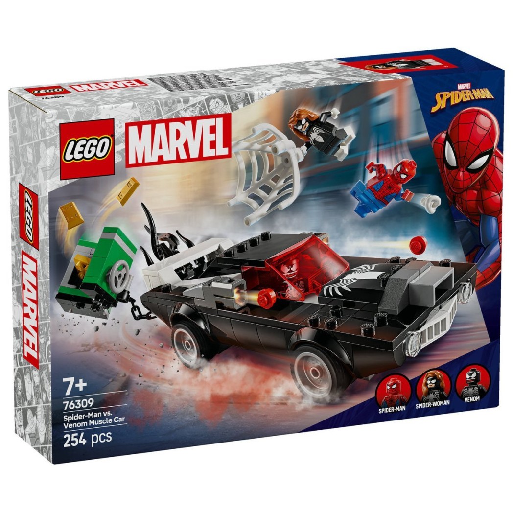 Lego® Super Heroes 76309 Spider-Man proti Venomovemu avtu z močnim motorjem