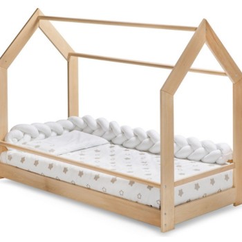 Lesena postelja Montessori FREEDOM natural z vzmetnico