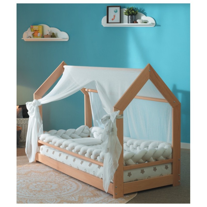 Lesena postelja Montessori FREEDOM natural z vzmetnico