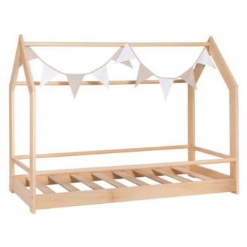 Lesena postelja Montessori FREEDOM natural z vzmetnico