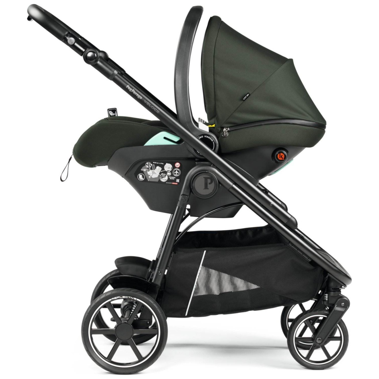 Otroški voziček 3v1 Veloce modular Lounge Green