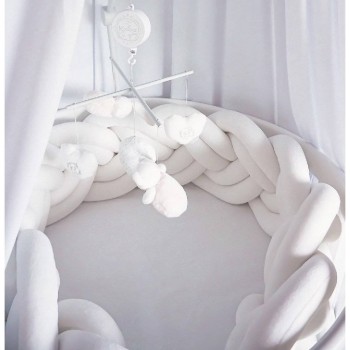 Dvojna obroba za otroško posteljo pliš BELA 200cm